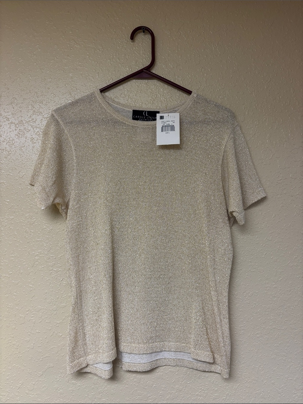 Caslon Shimmery Crewneck Short Sleeve Top - Cream